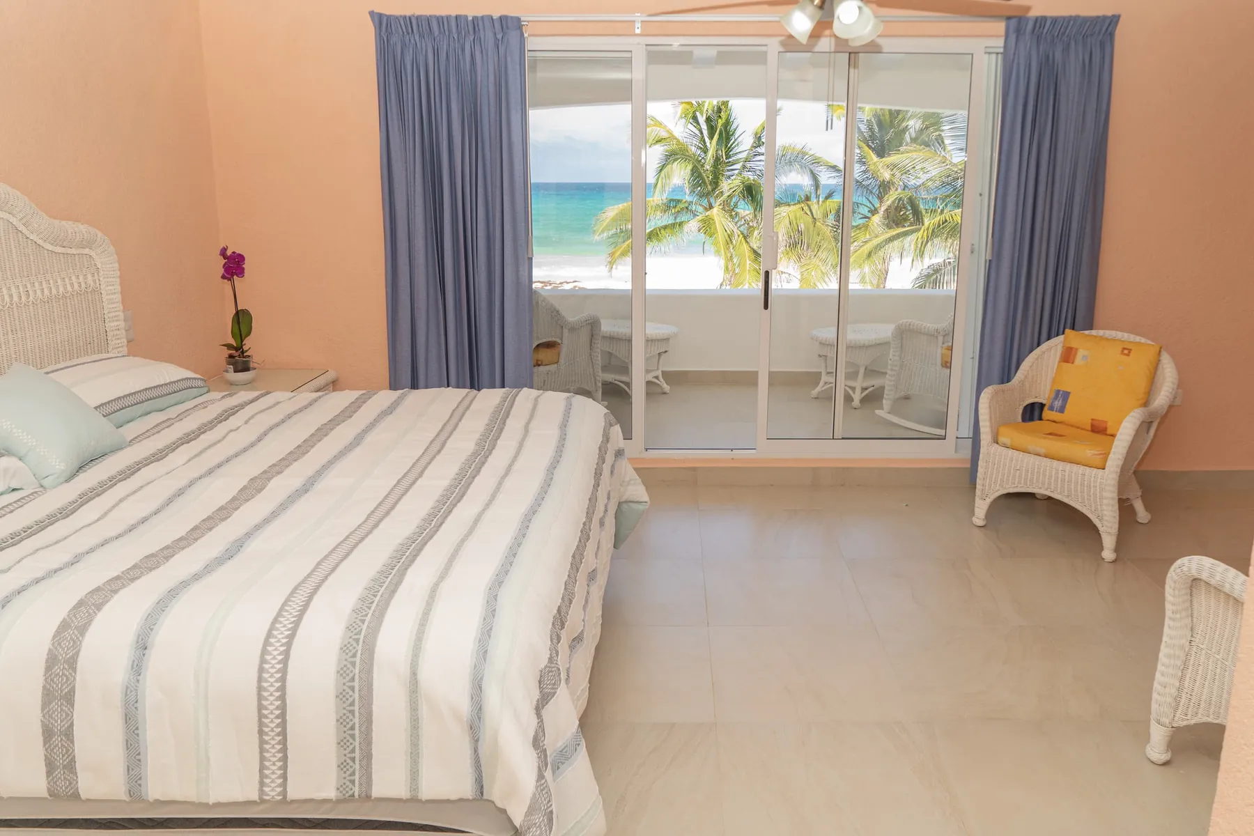 Bedroom 1 with a king bed and a sea view